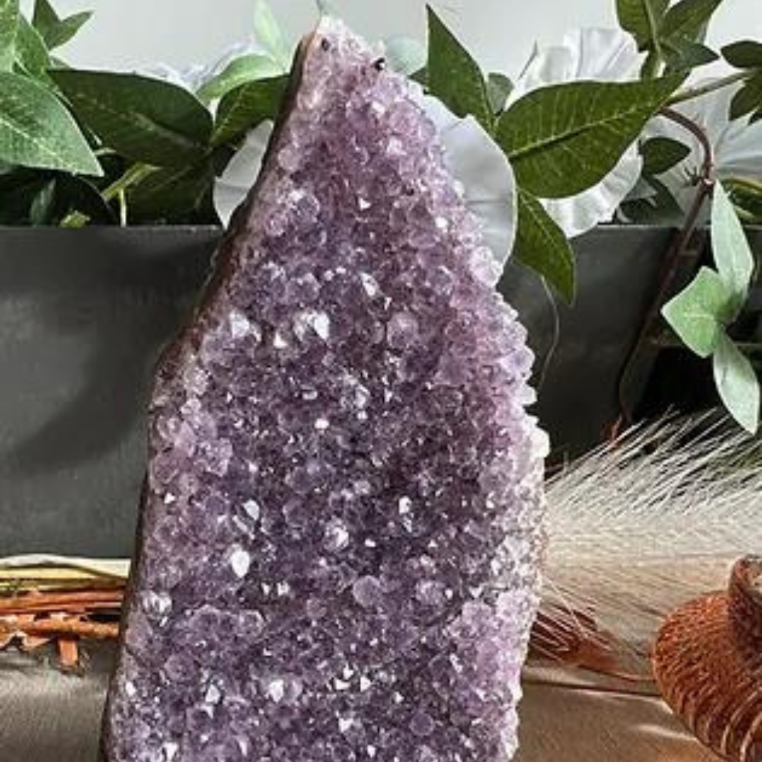 Amethyst on cut base