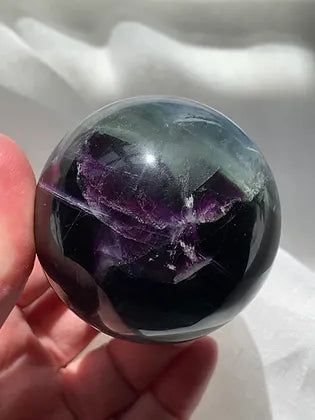 Snow/Rainbow Fluorite Sphere