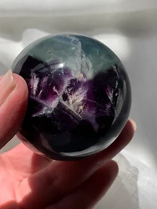 Snow/Rainbow Fluorite Sphere