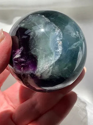 Snow/Rainbow Fluorite Sphere