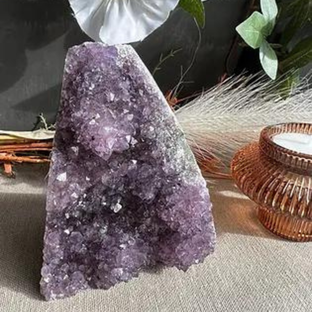 Amethyst on cut base