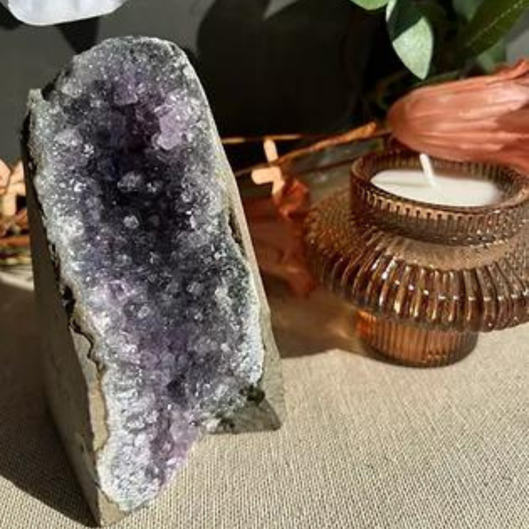 Amethyst on cut base