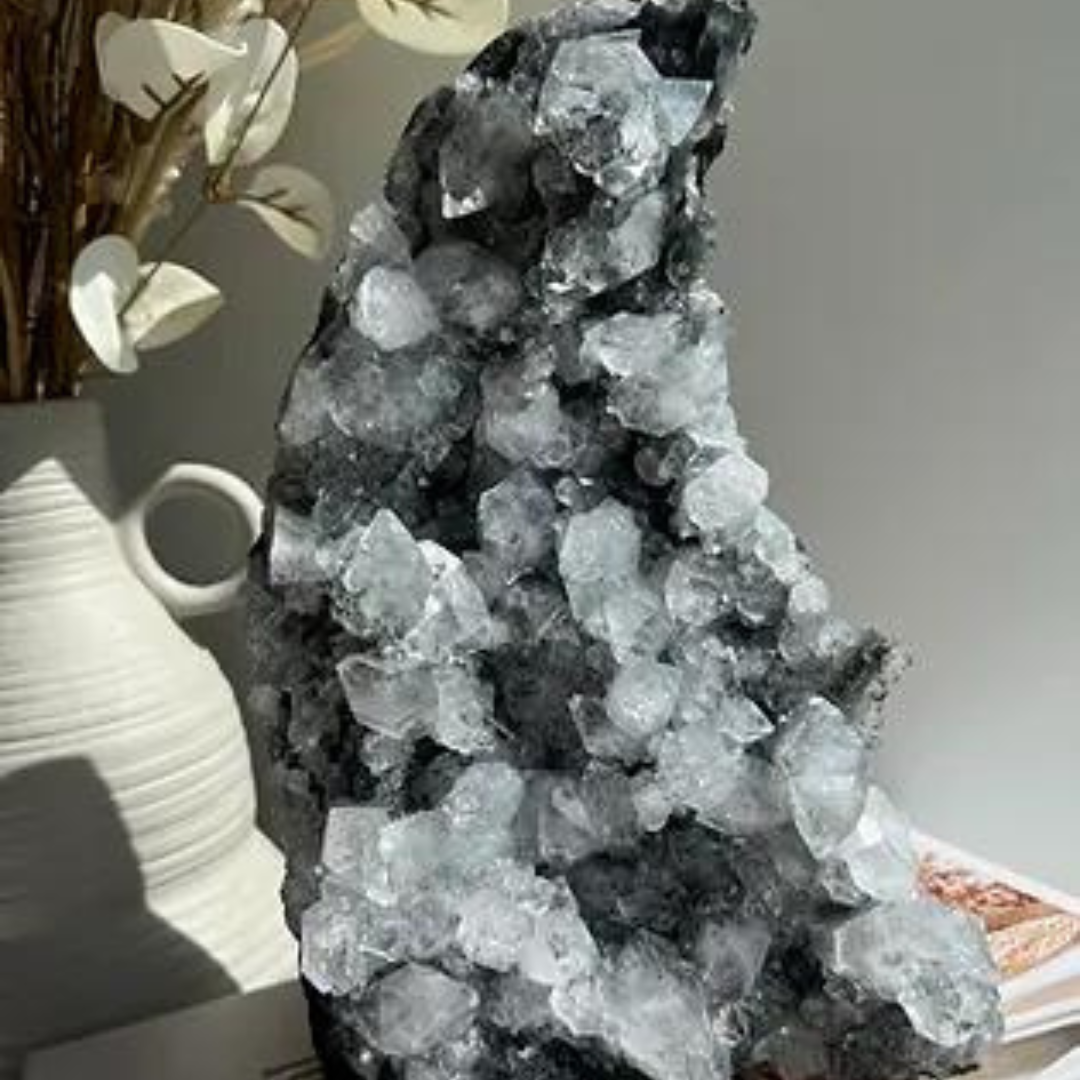 Apophyllite on Chalcedony