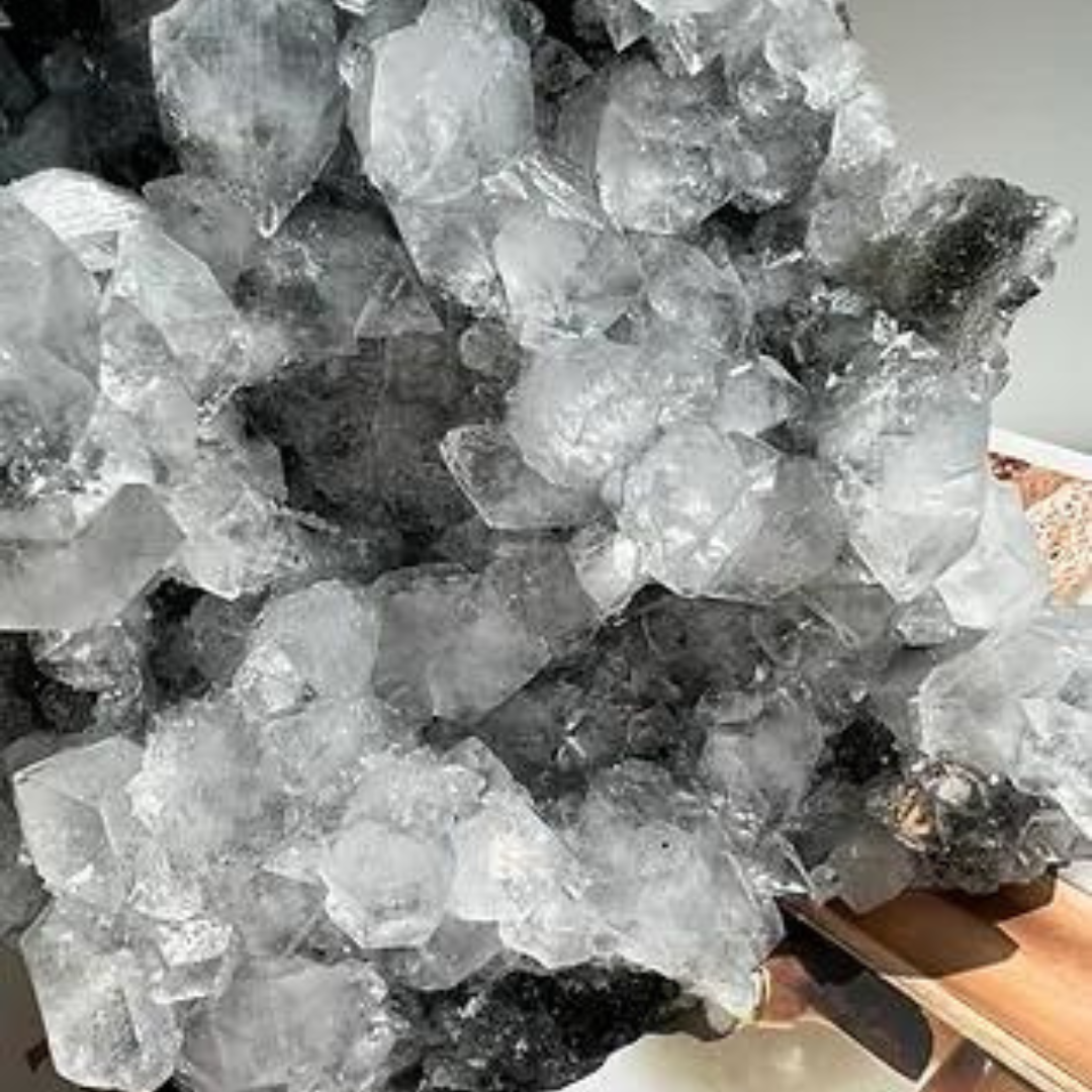 Apophyllite on Chalcedony