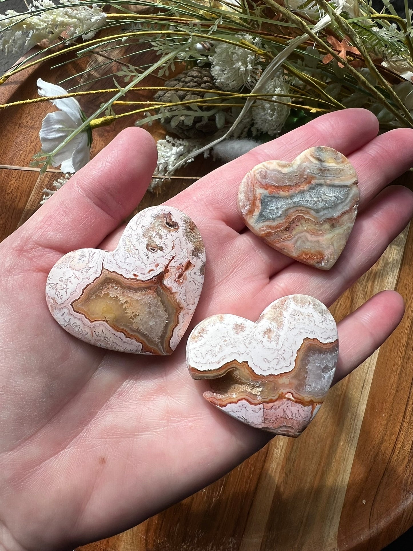 Pink Lace Agate Heart