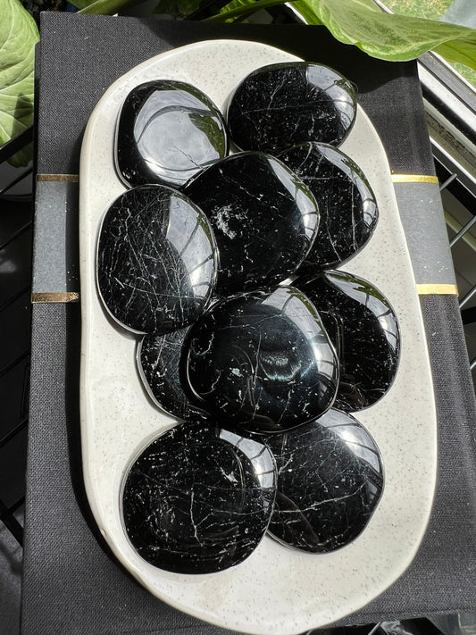 Black Tourmaline Flat Stone