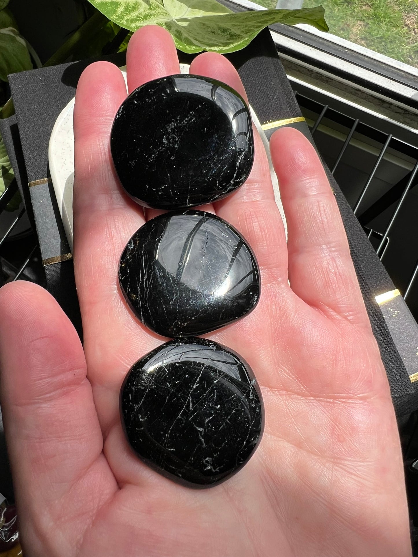 Black Tourmaline Flat Stone