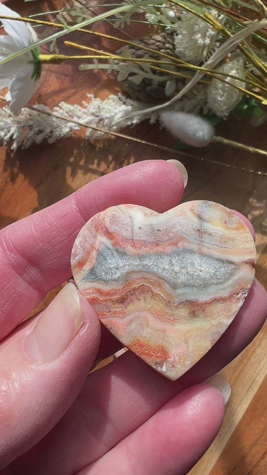 Pink Lace Agate Heart