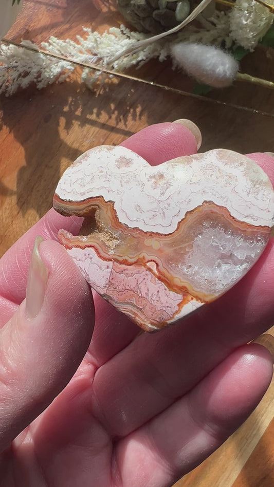 Pink Lace Agate Heart