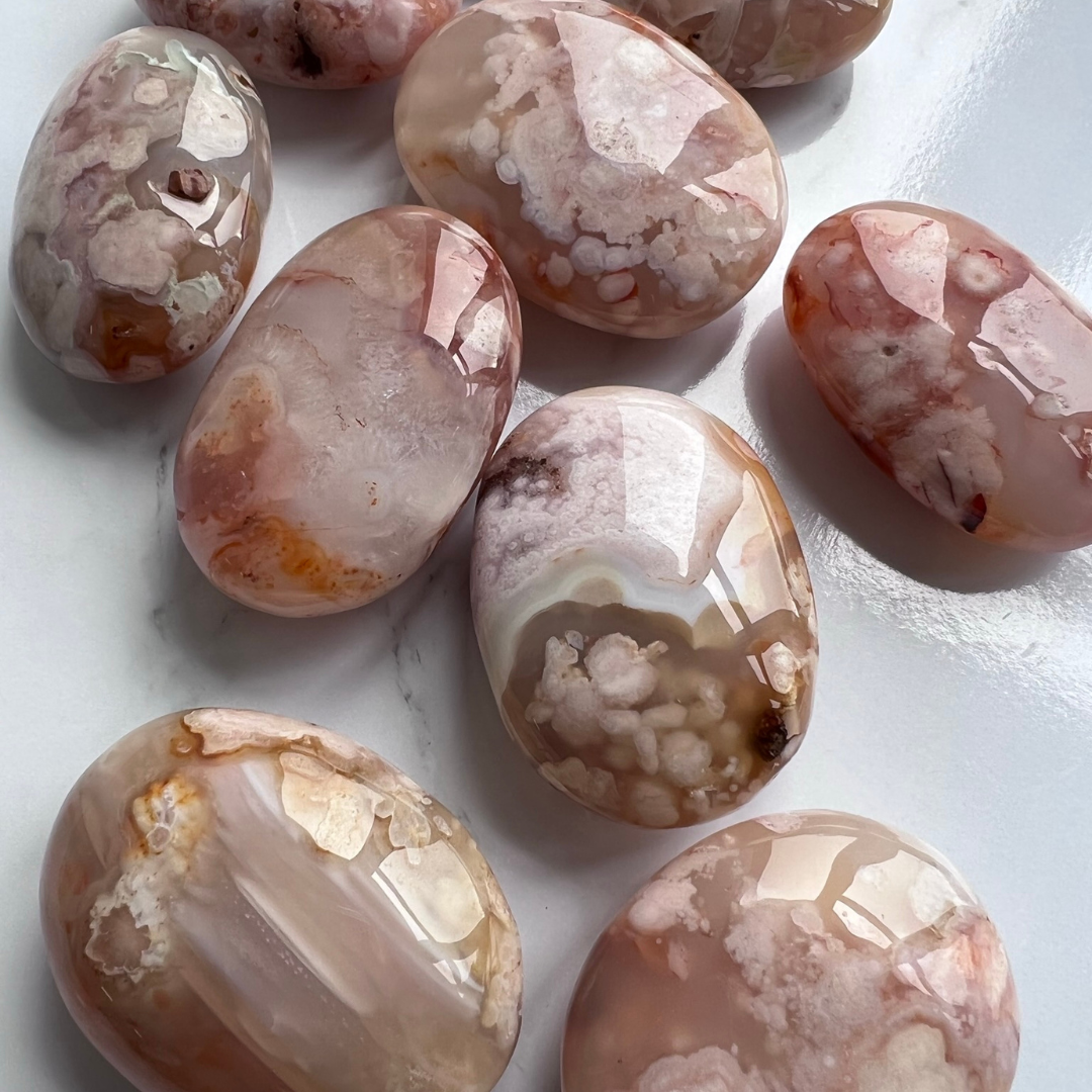 Flower Agate Palmstone Medium
