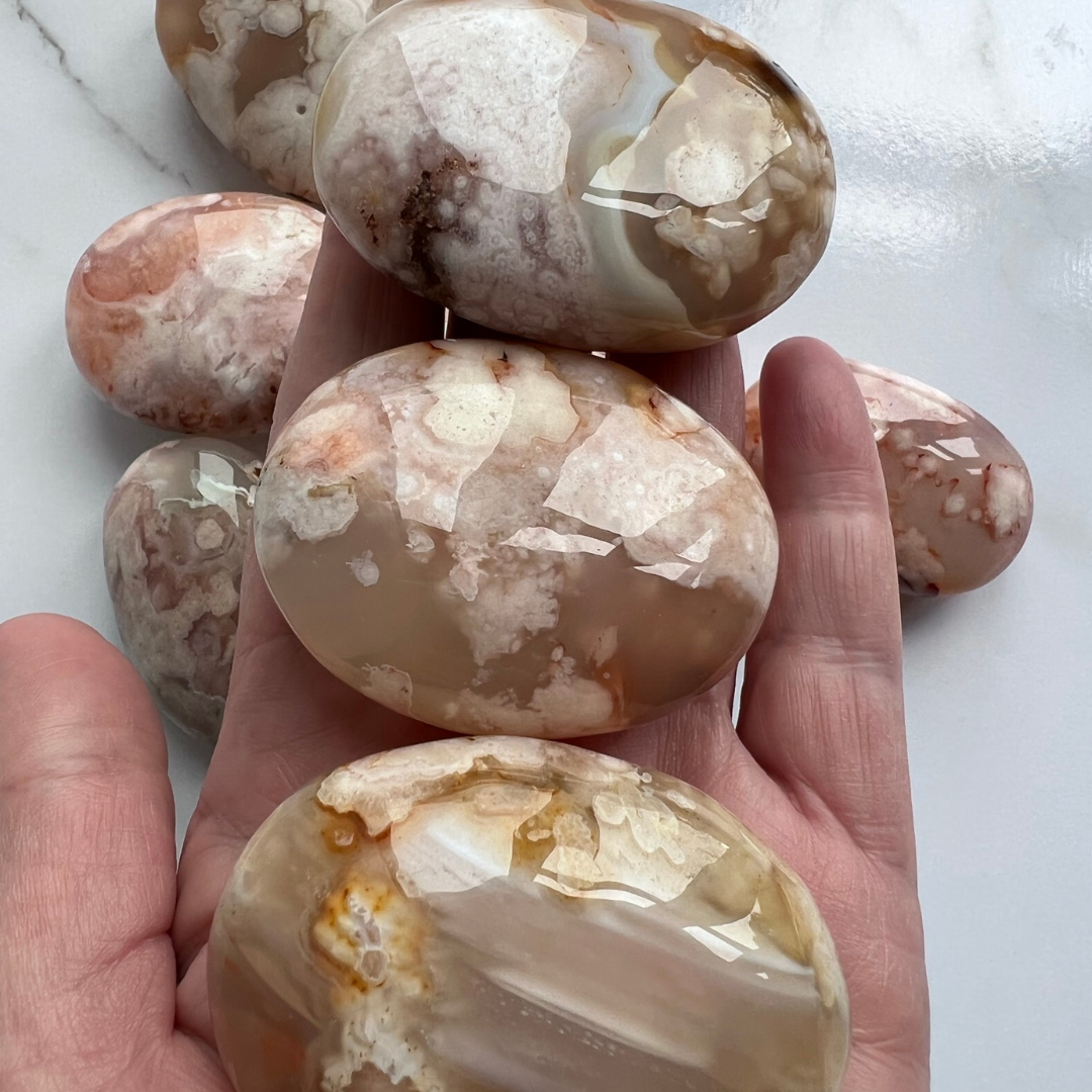 Flower Agate Palmstone Medium