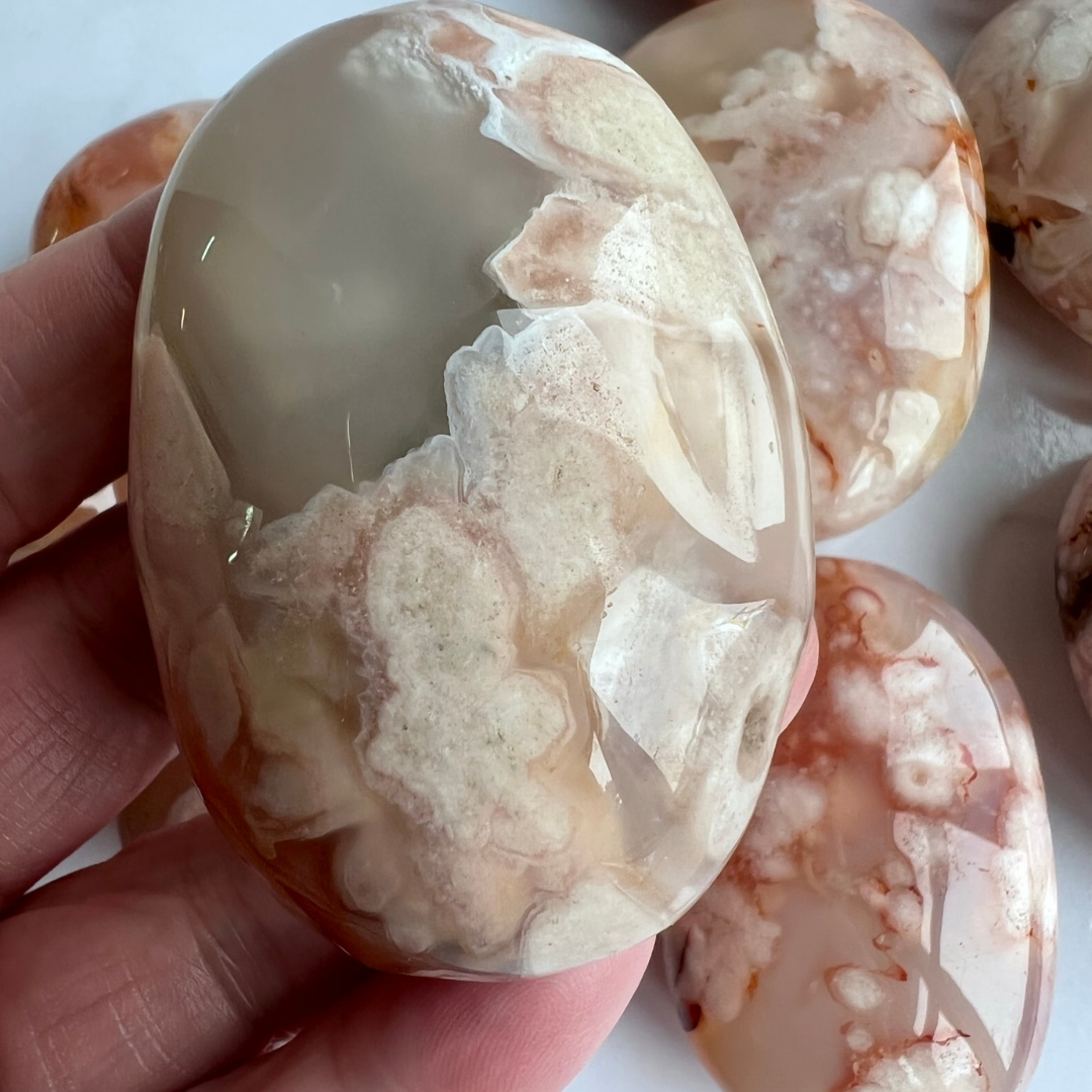 Flower Agate Palmstone Medium