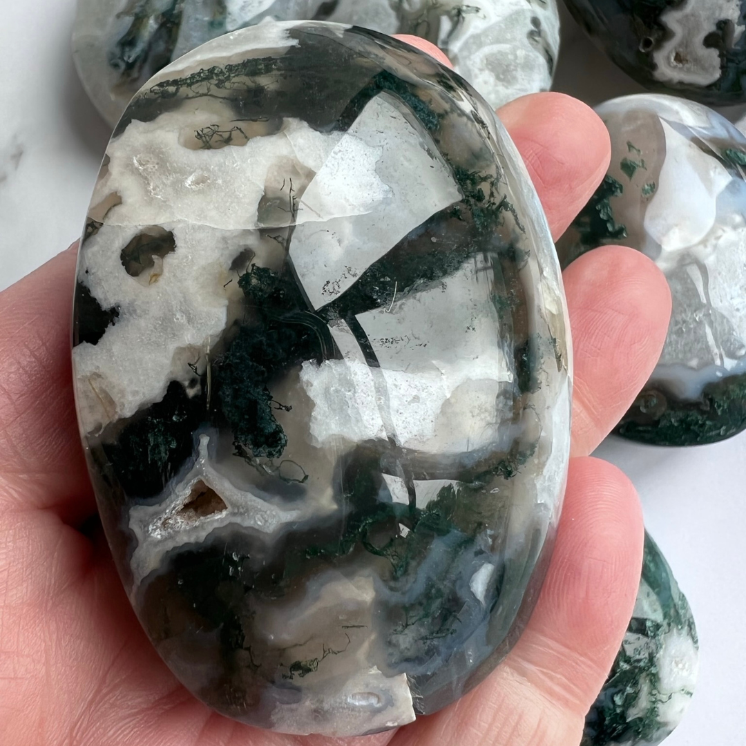 Moss Agate Palmstone Large
