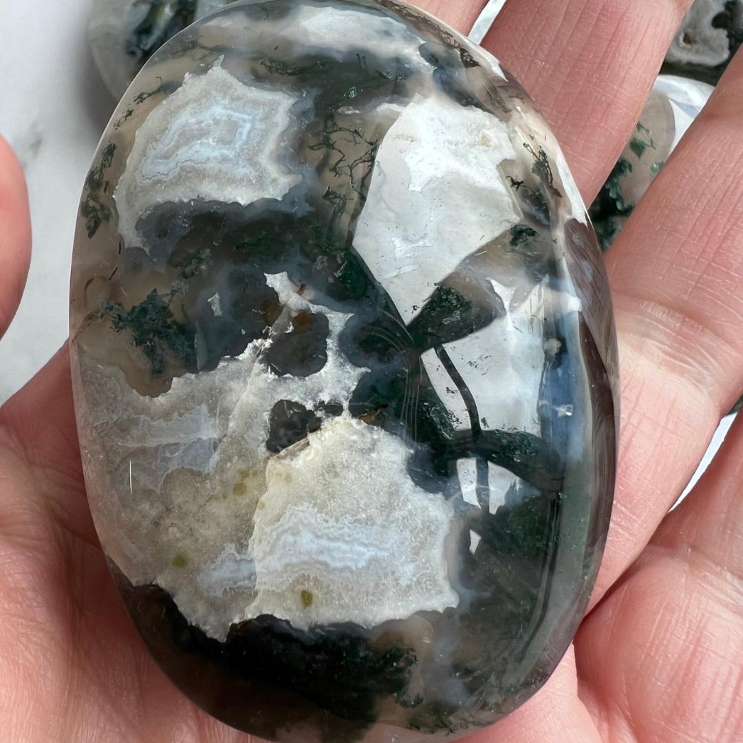 Moss Agate Palmstone Large