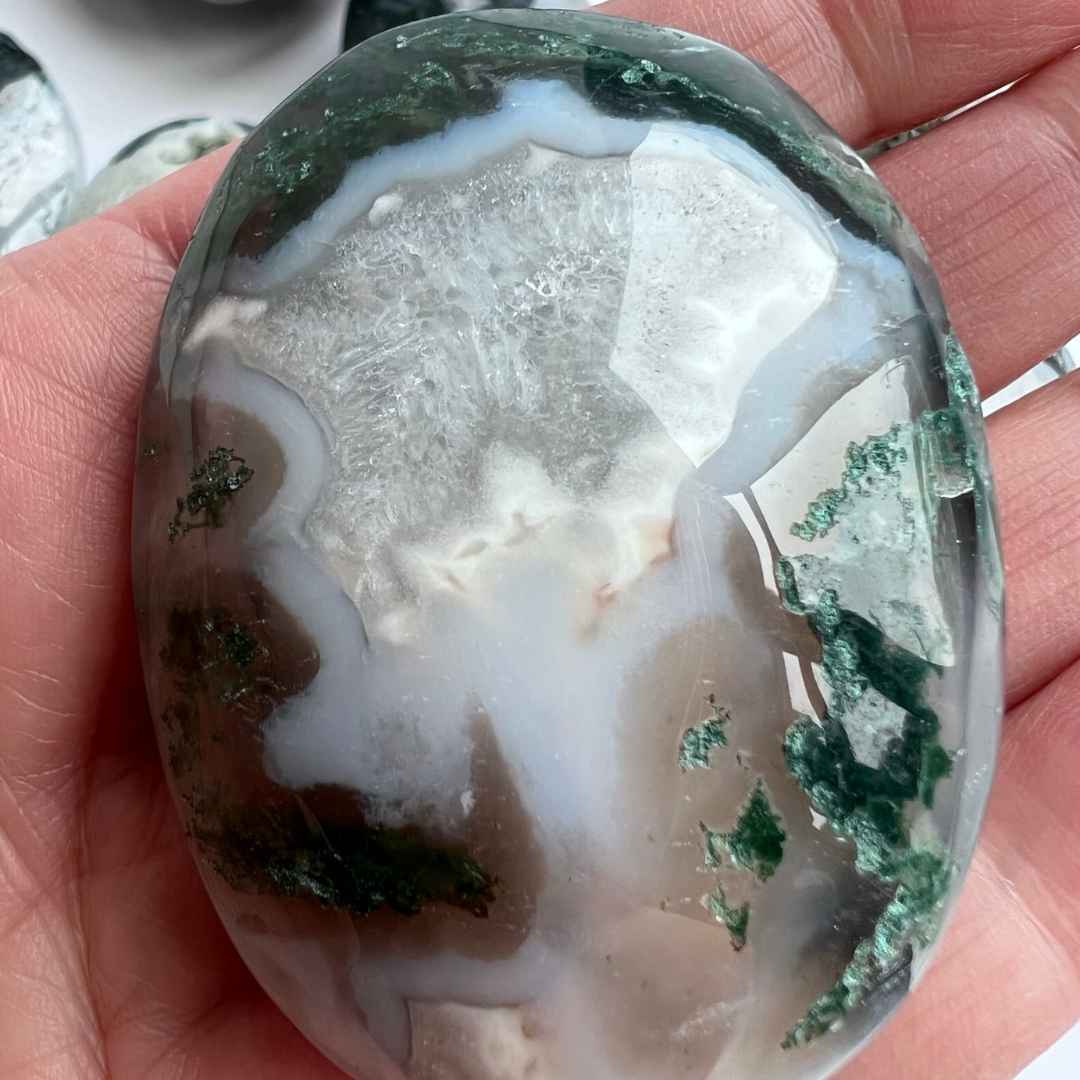 Moss Agate Palmstone Large