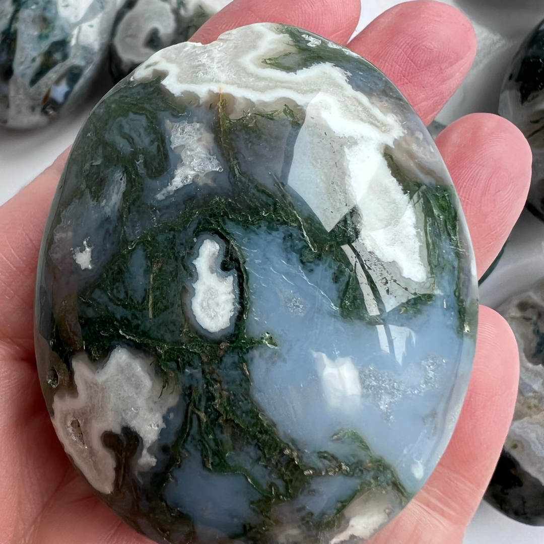 Moss Agate Palmstone Large