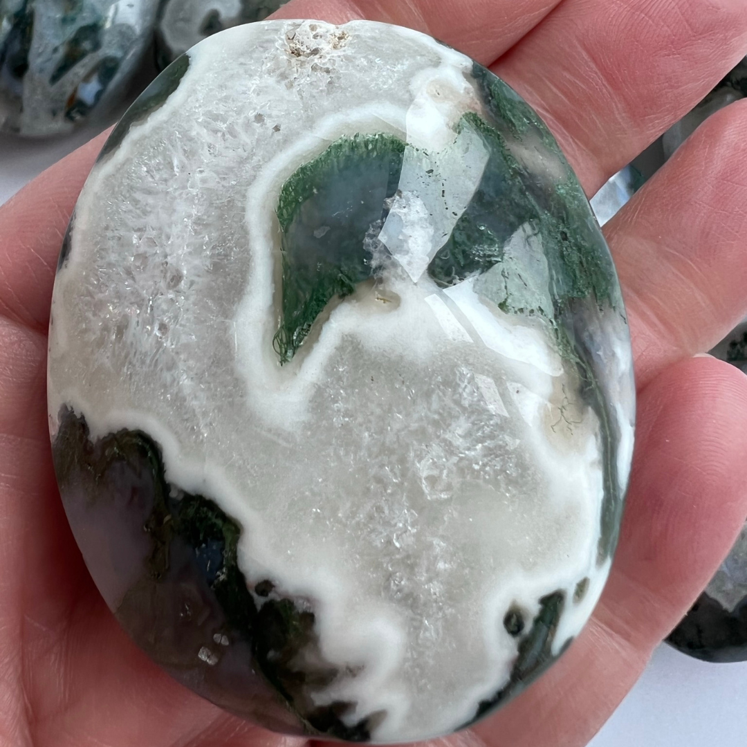 Moss Agate Palmstone Large