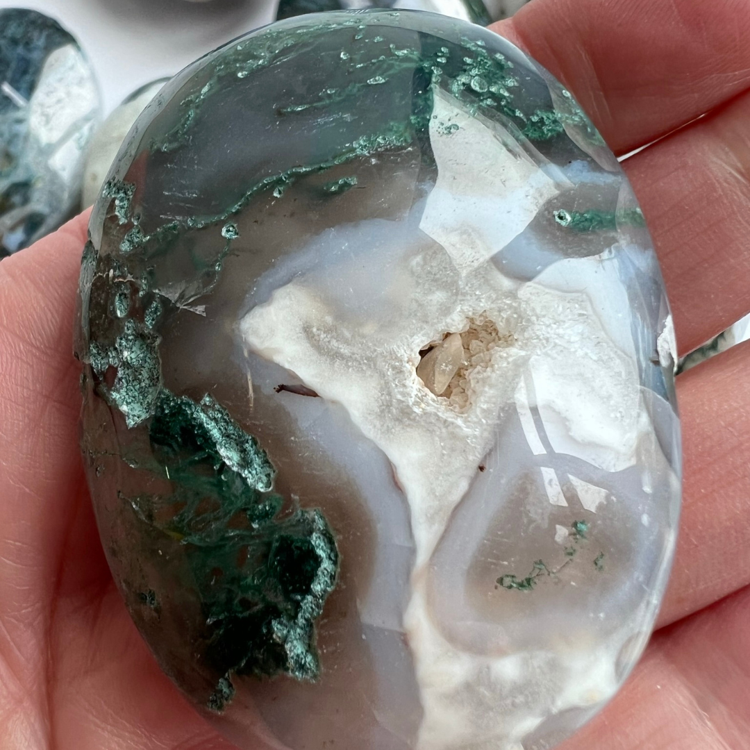 Moss Agate Palmstone Large