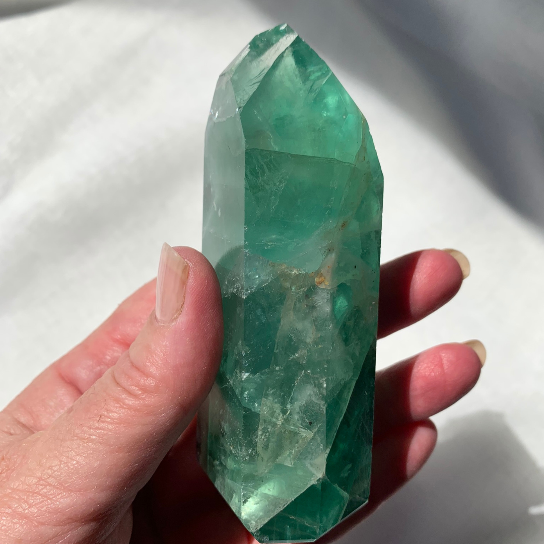 Snow/Green Fluorite Tower