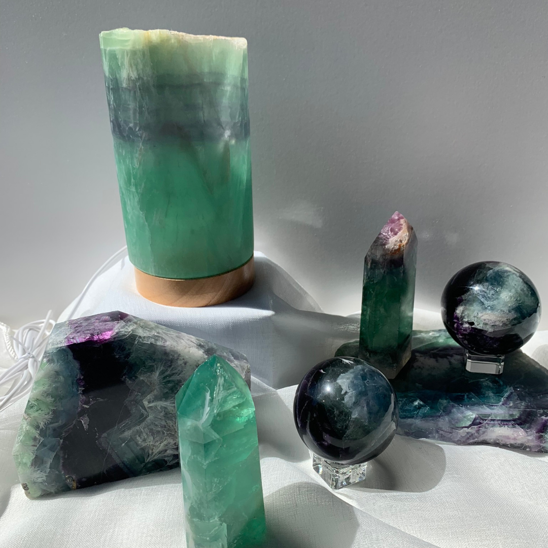 Snow/Green Fluorite Tower