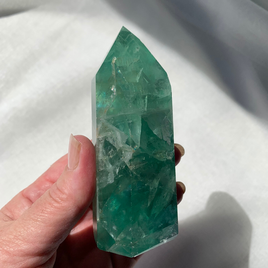 Snow/Green Fluorite Tower